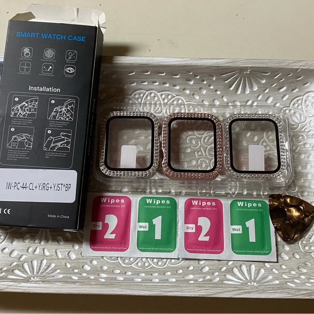 NEW 3 pack Apple Watch Screen Protector Case SE 2nd Gn & 6 5 4 Tempered Glass